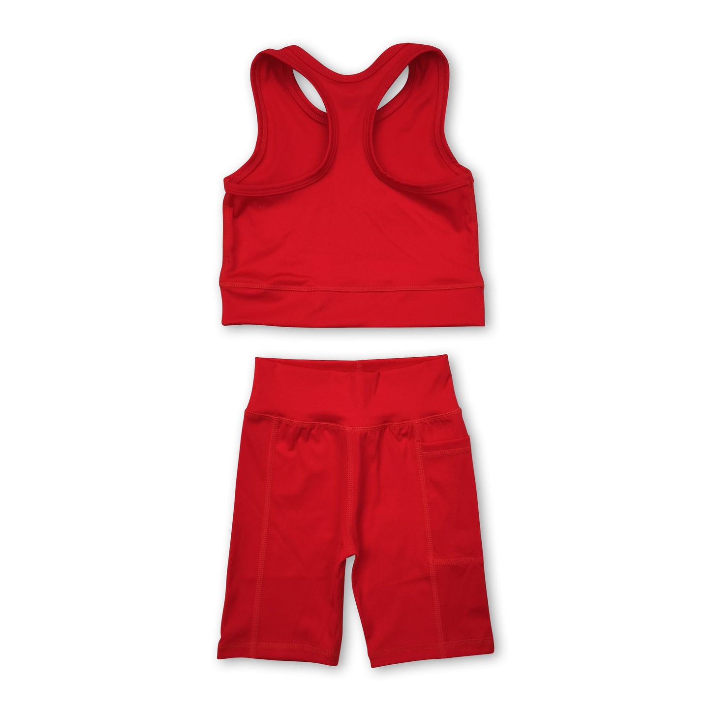 Red straps top shorts girls summer yoga clothes