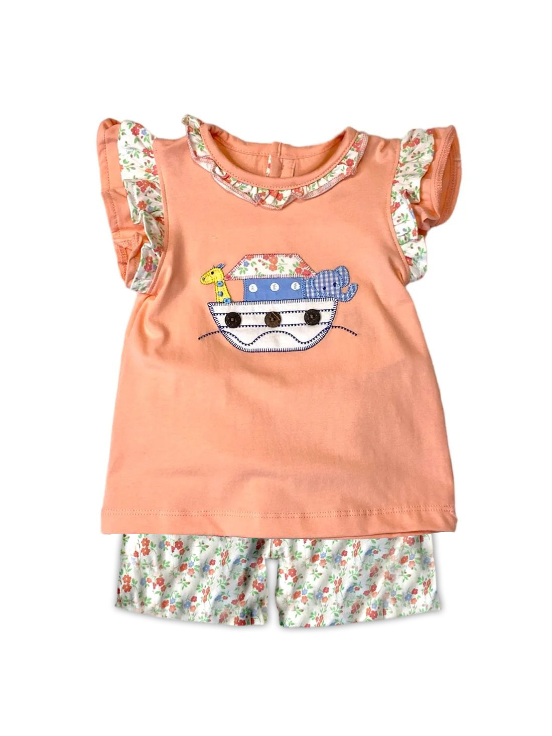 Flutter sleeves floral boat giraffe elephants girls summer clothes