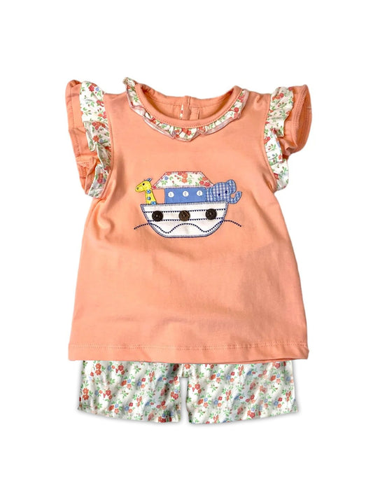 Flutter sleeves floral boat giraffe elephants girls summer clothes