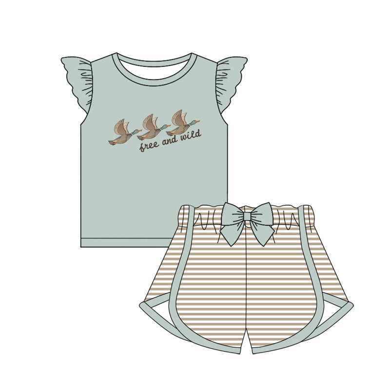 Wild and free duck top stripe shorts girls clothing