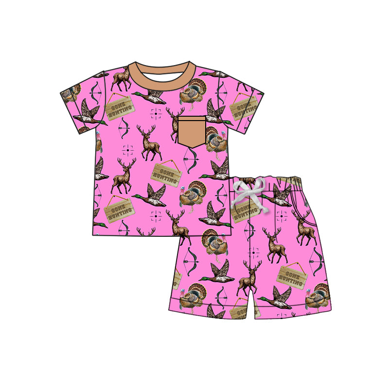 Pink gone hunting deer duck turkey girls pajamas