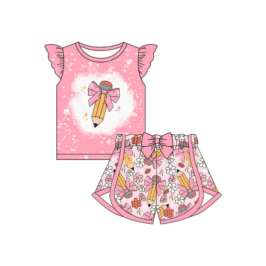 Pencil bow top floral shorts girls back to school outfits
