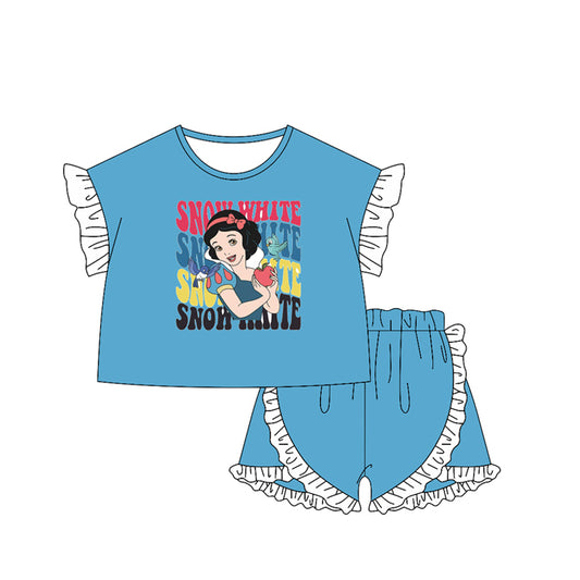 Short sleeves ruffle apple princess top shorts girls clothes