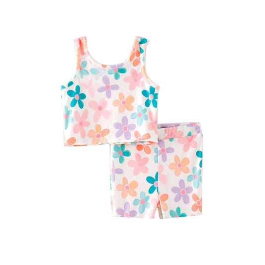 Sleeveless colorful top shorts kids girls clothing