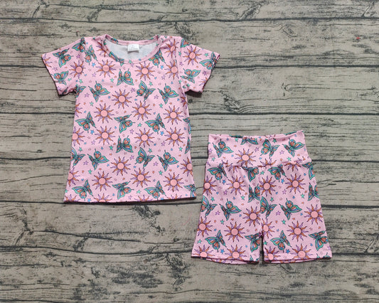 Pink butterfly sun baby kids summer clothes