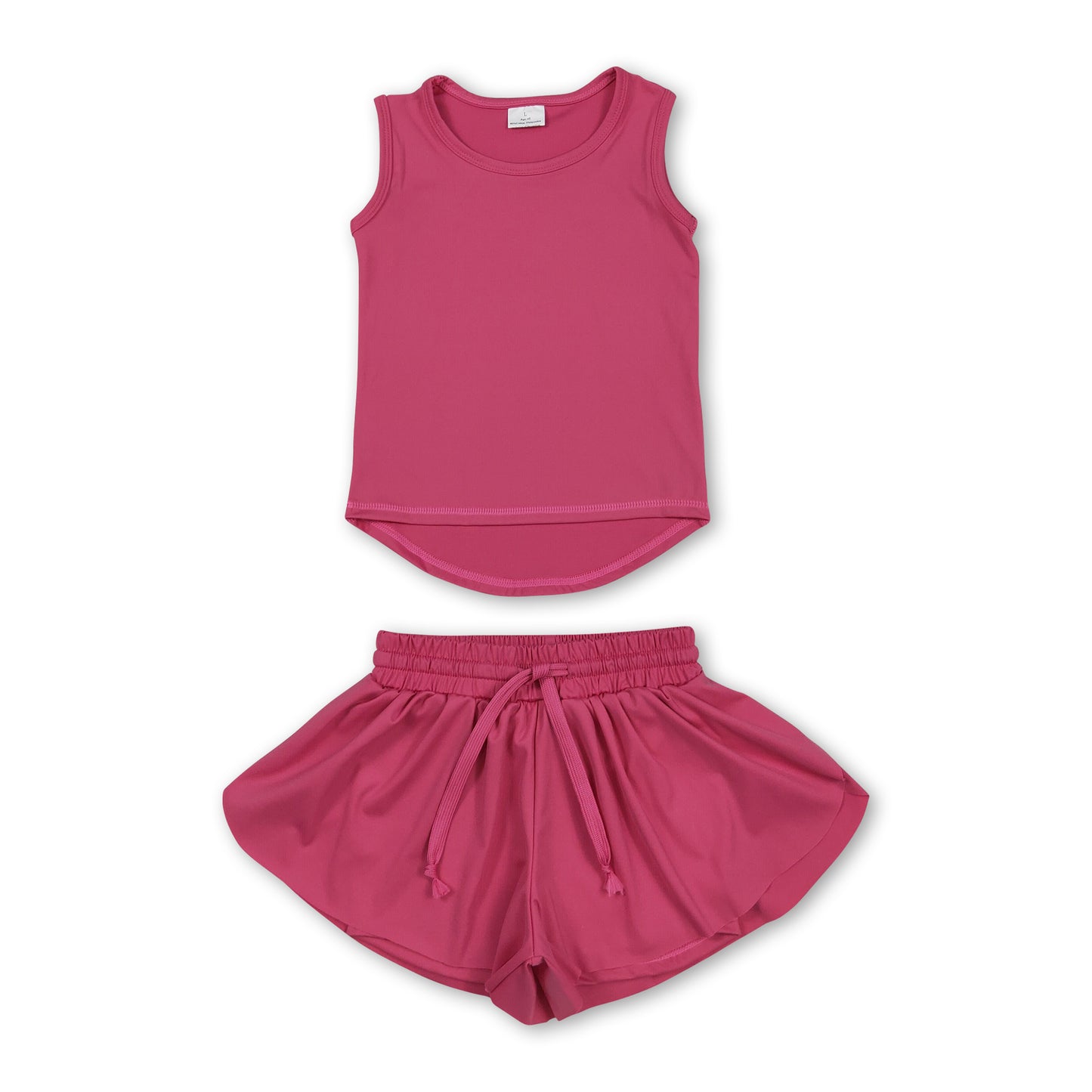 Hot pink sleeveless top shorts kids girls activewear set