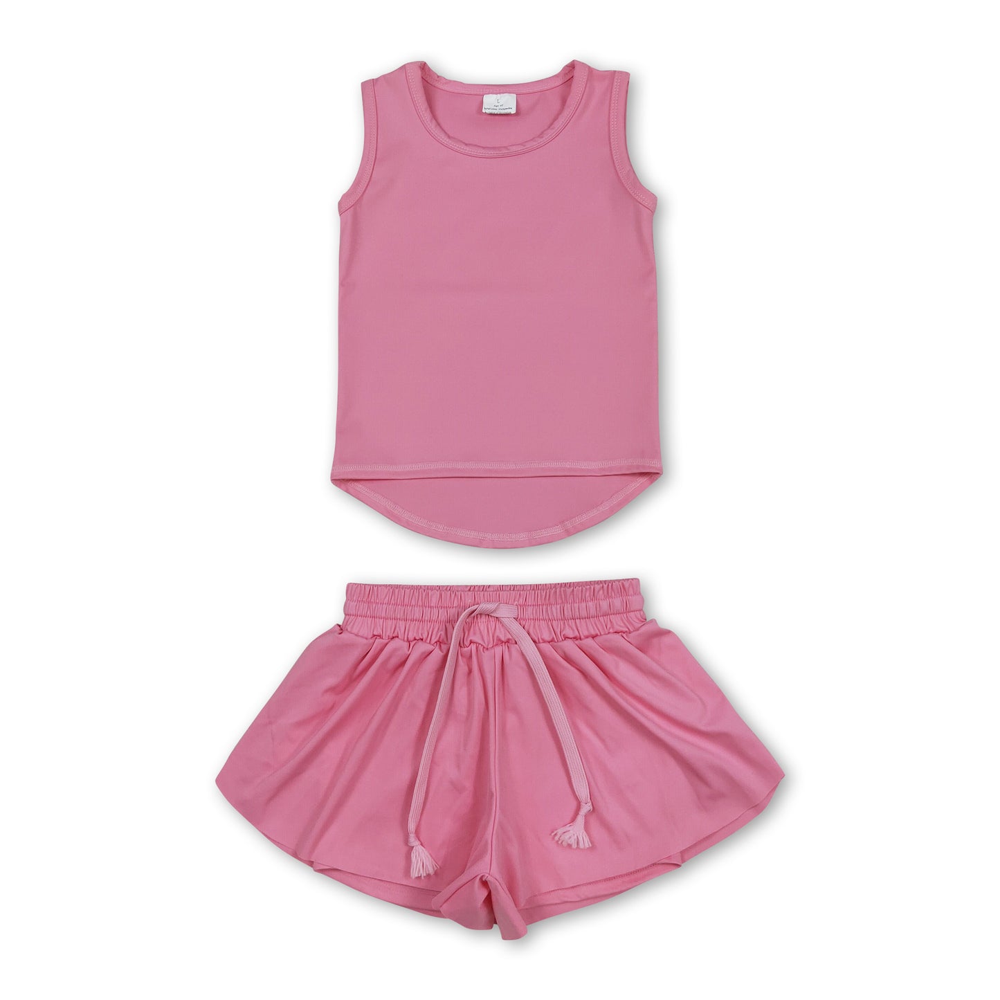 Pink sleeveless top shorts kids girls activewear set