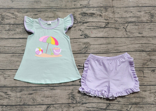 Flutter sleeves beach ball top shorts kids girls clothes