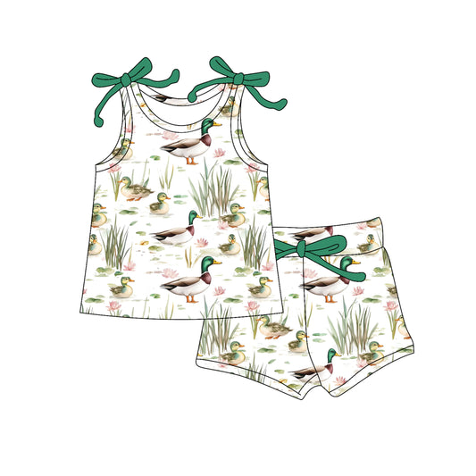 Sleeveless duck top shorts girls summer clothes