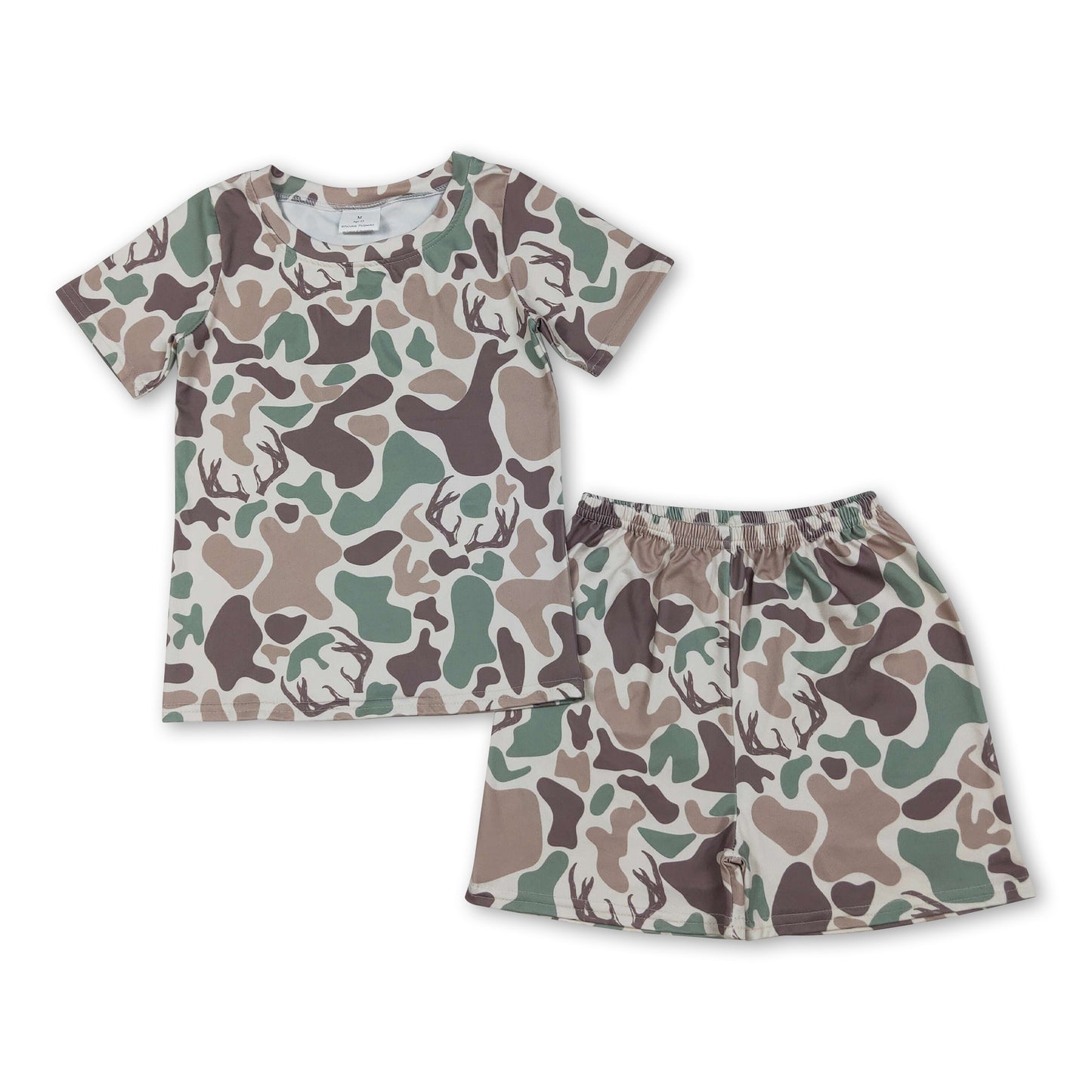 Short sleeves camo deer top shorts kids boys outfits
