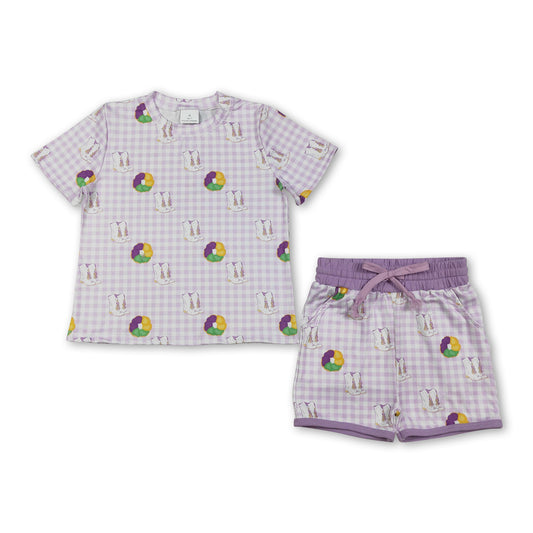 Plaid donut boots top shorts kids girls Mardi Gras clothes