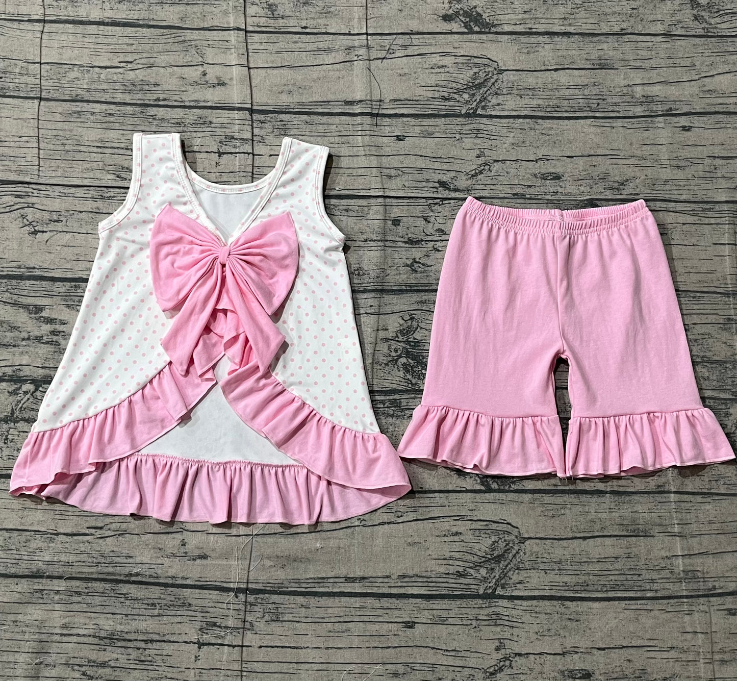 Polka dots golf cart floral tunic shorts girls clothes