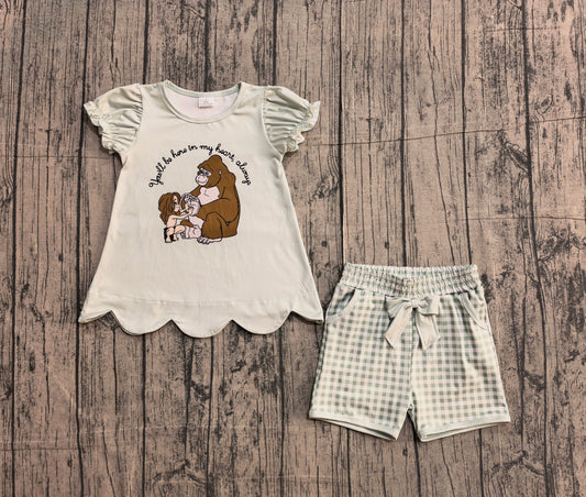 You'll be here in my heart top plaid shorts girls outfits