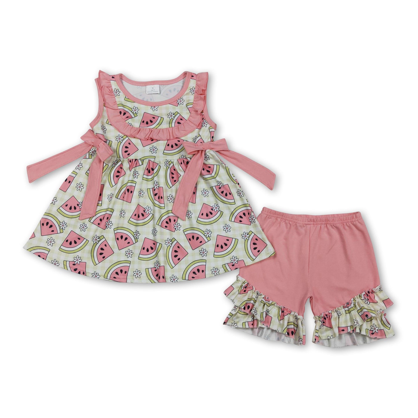 Sleeveless floral watermelon tunic shorts girls outfits