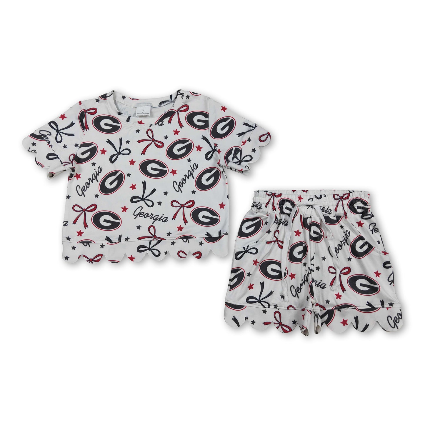 Short sleeves G stars bow scallop girls team outfits
