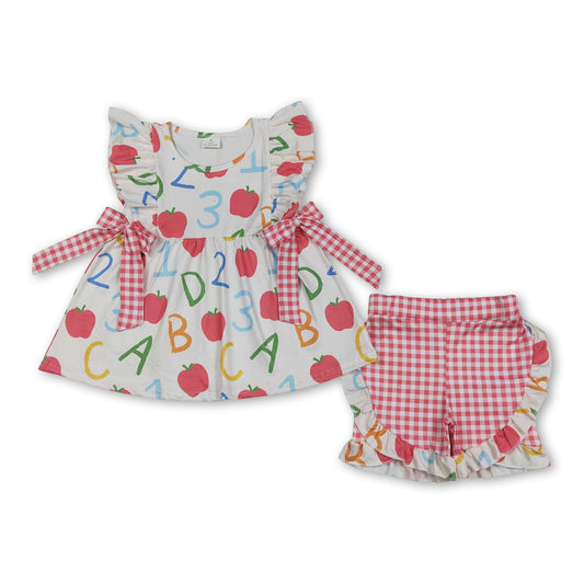ABC apple tunic plaid shorts girls back to school outfits