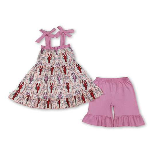 Adjustable straps crawfish tunic shorts girls outfits
