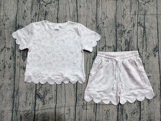 Short sleeves scallop shell starfish girls summer outfits
