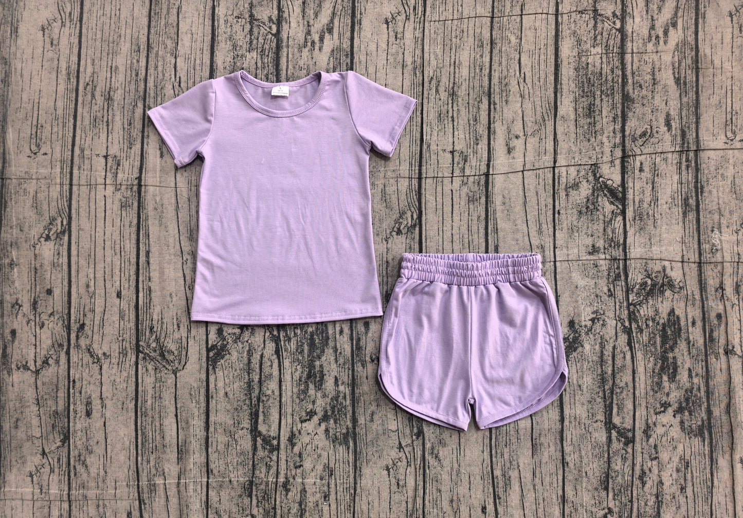 Short sleeves lavender top shorts kids girls yoga active set
