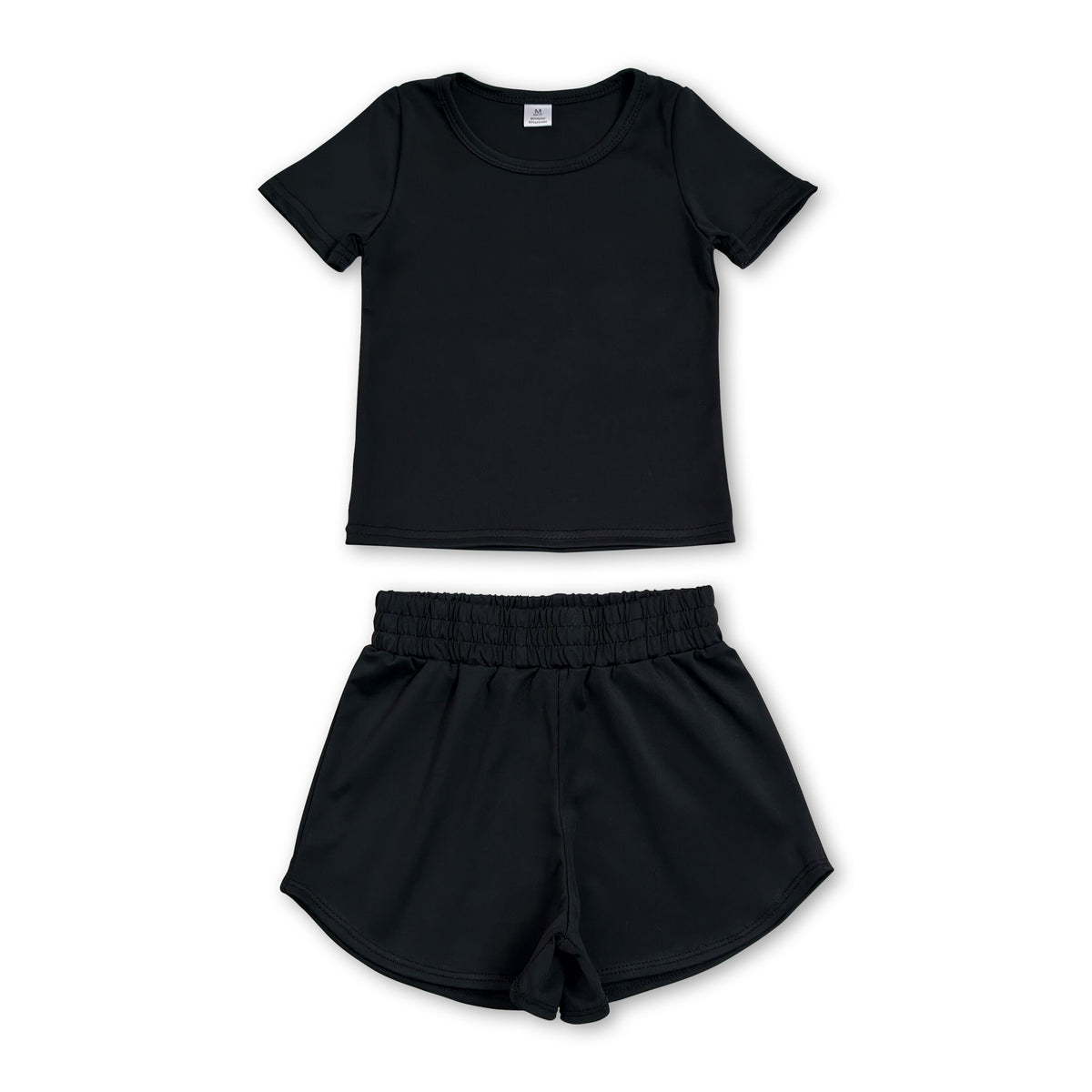 Short sleeves black top shorts kids girls yoga active set