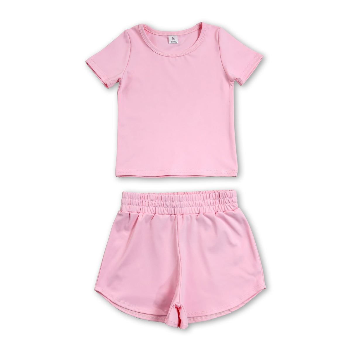 Short sleeves pink top shorts kids girls yoga active set