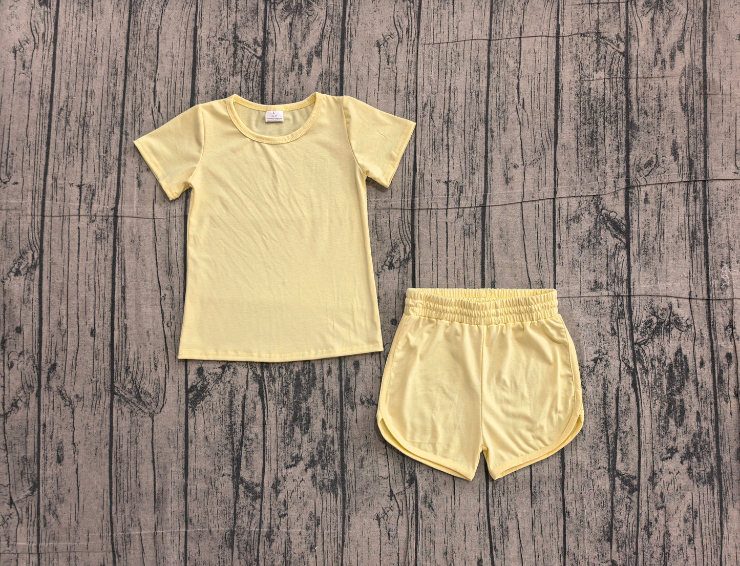 Short sleeves yellow top shorts kids girls yoga active set
