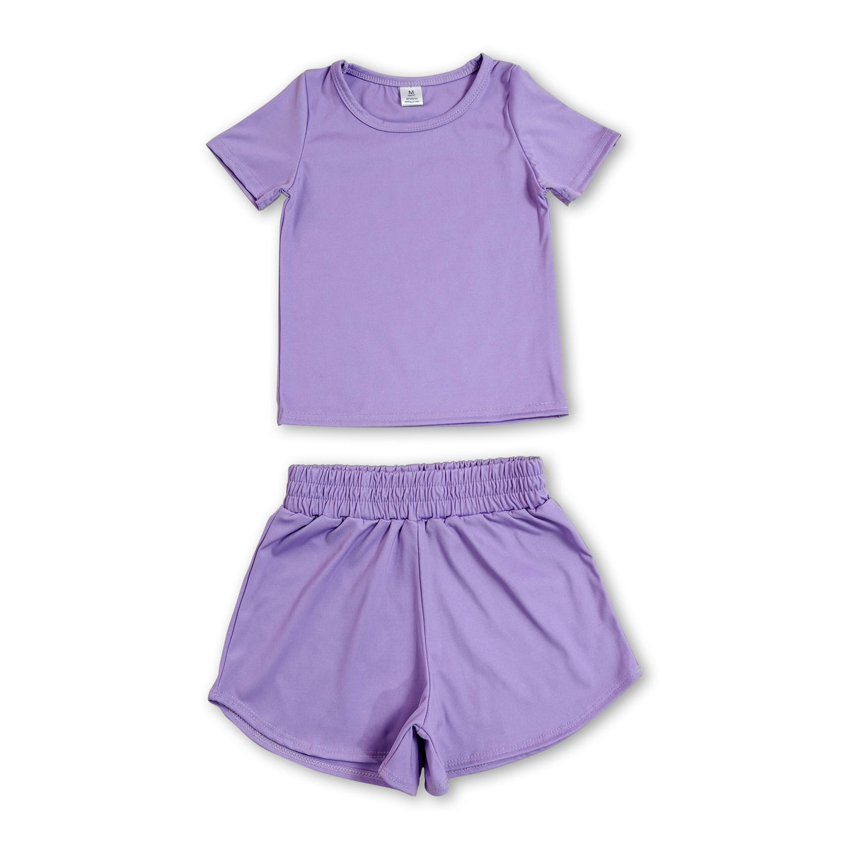 Short sleeves purple top shorts kids girls yoga active set