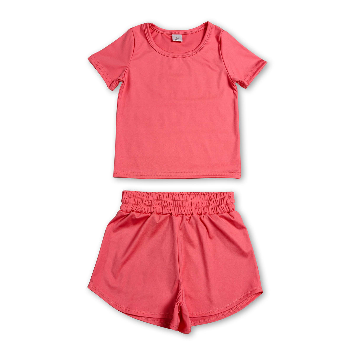 Short sleeves peach top shorts kids girls yoga active set