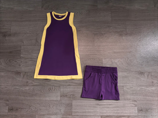 Purple yellow dress shorts girls team active outfits