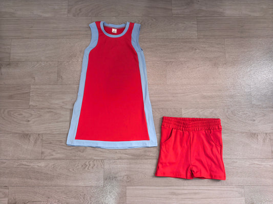 Red light blue dress shorts girls team active outfits