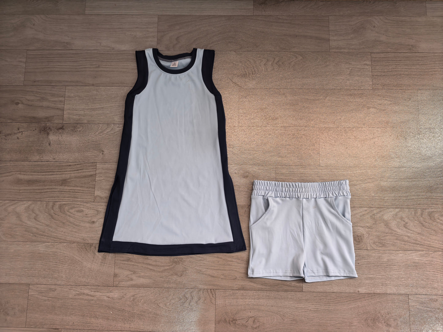 Light blue navy dress shorts girls team active outfits