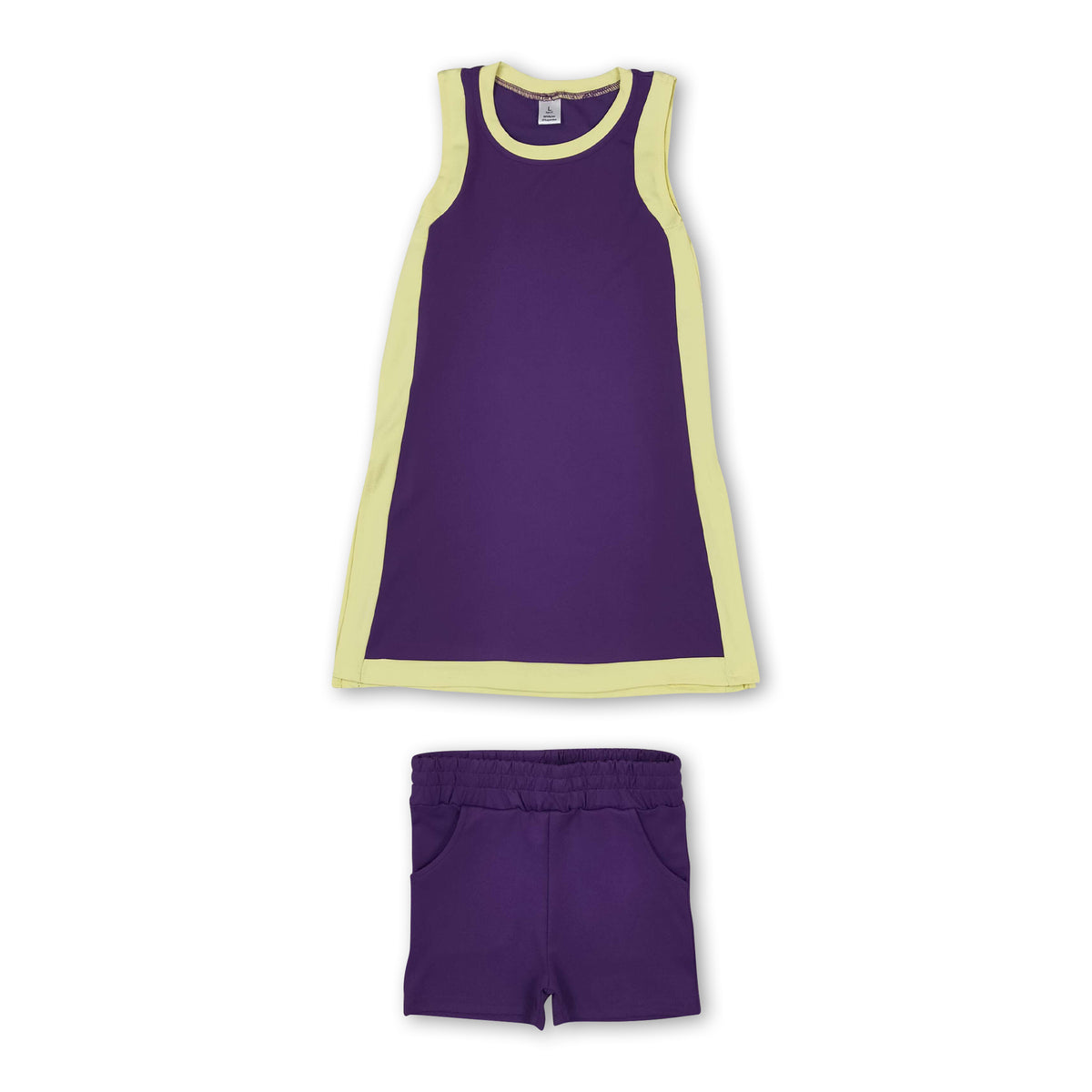 Yellow purple dress shorts girls team active outfits