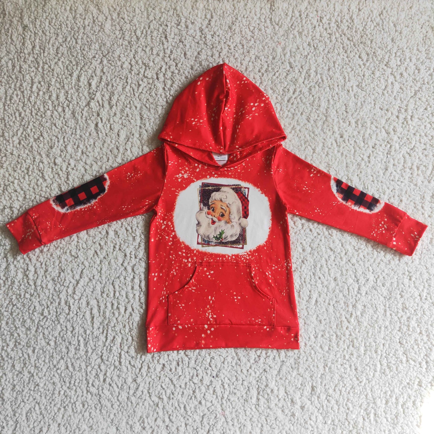 Santa bleached kids girls Christmas hoodie shirt