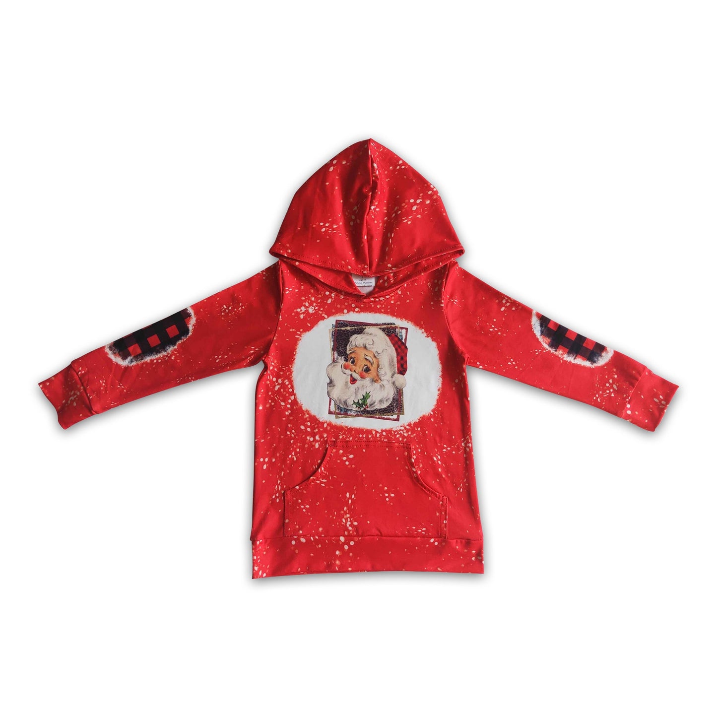 Santa bleached kids girls Christmas hoodie shirt