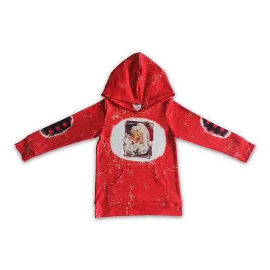 Santa bleached kids girls Christmas hoodie shirt