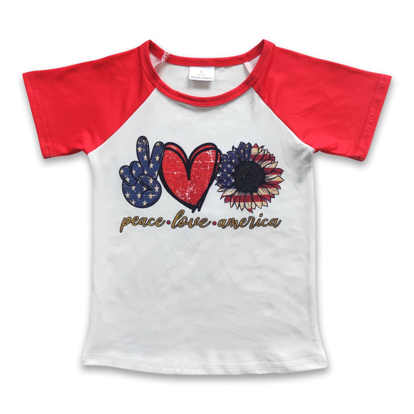 Peace love america sunflowers girls 4th of july shirt