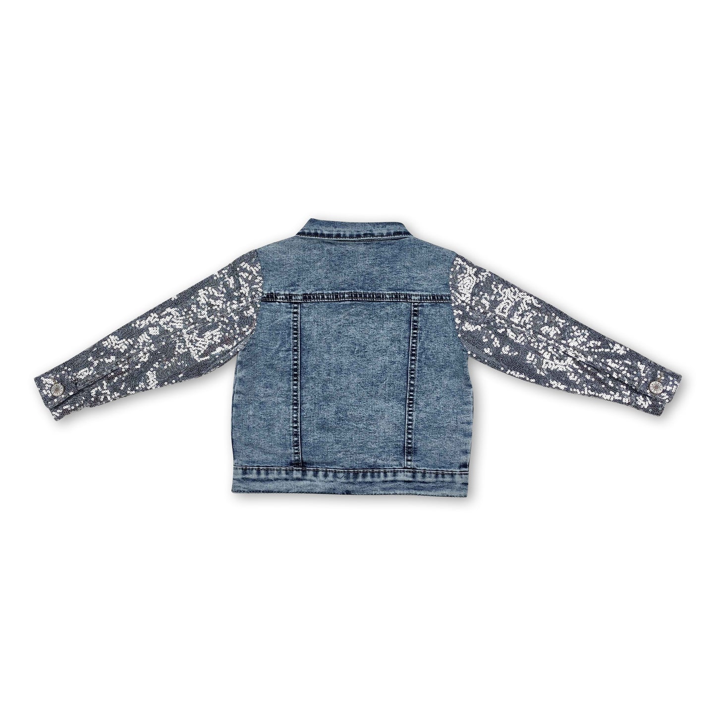 Silver sequin long sleeves girls denim jackets