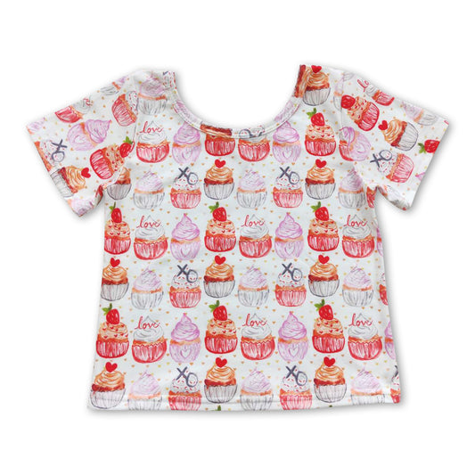 Cake love short sleeves baby girls Valentine's day shirt