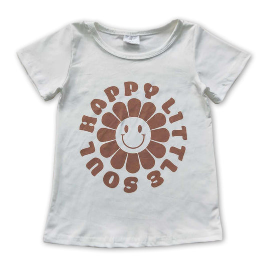 Happy little soul smile flower baby girls shirt