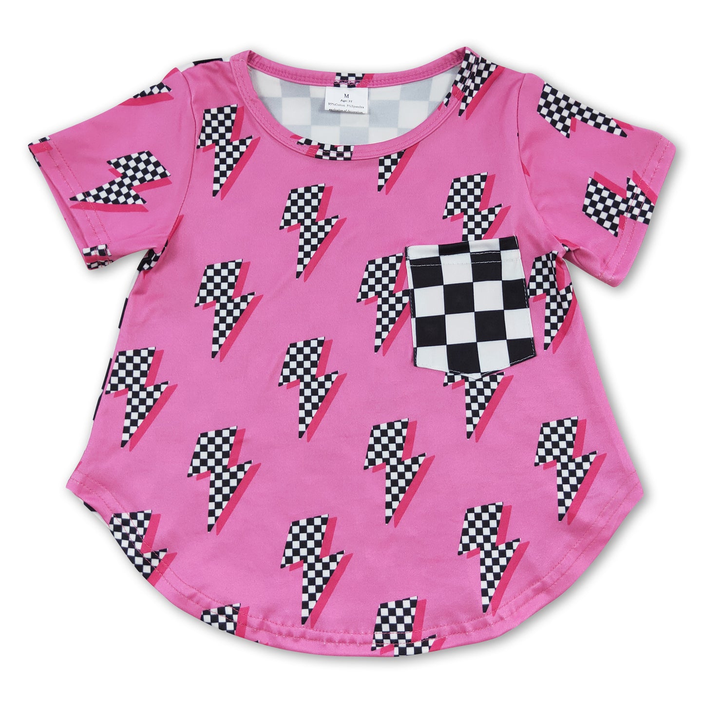 Hot pink thunder plaid pocket kids girls shirt