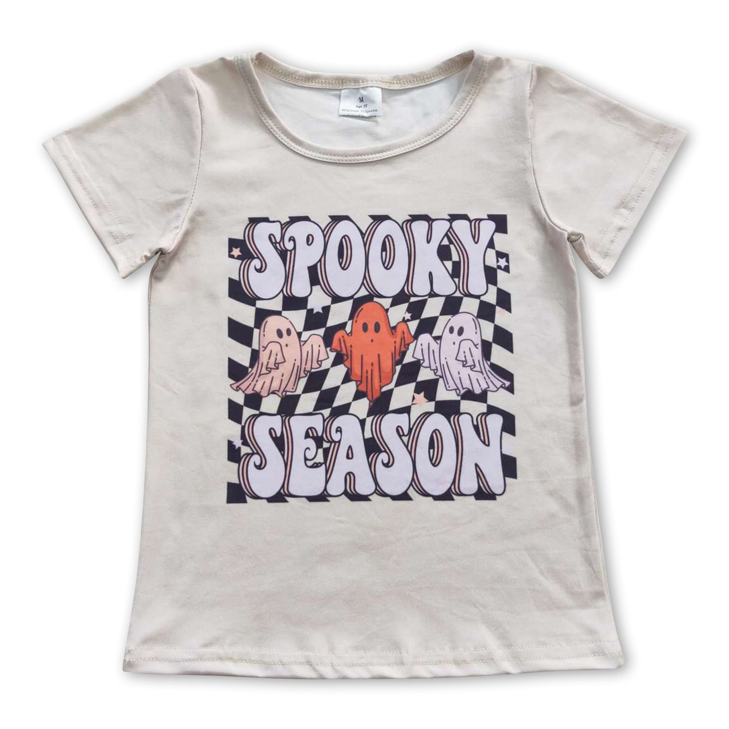 Spooky season ghost plaid baby kids Halloween shirt
