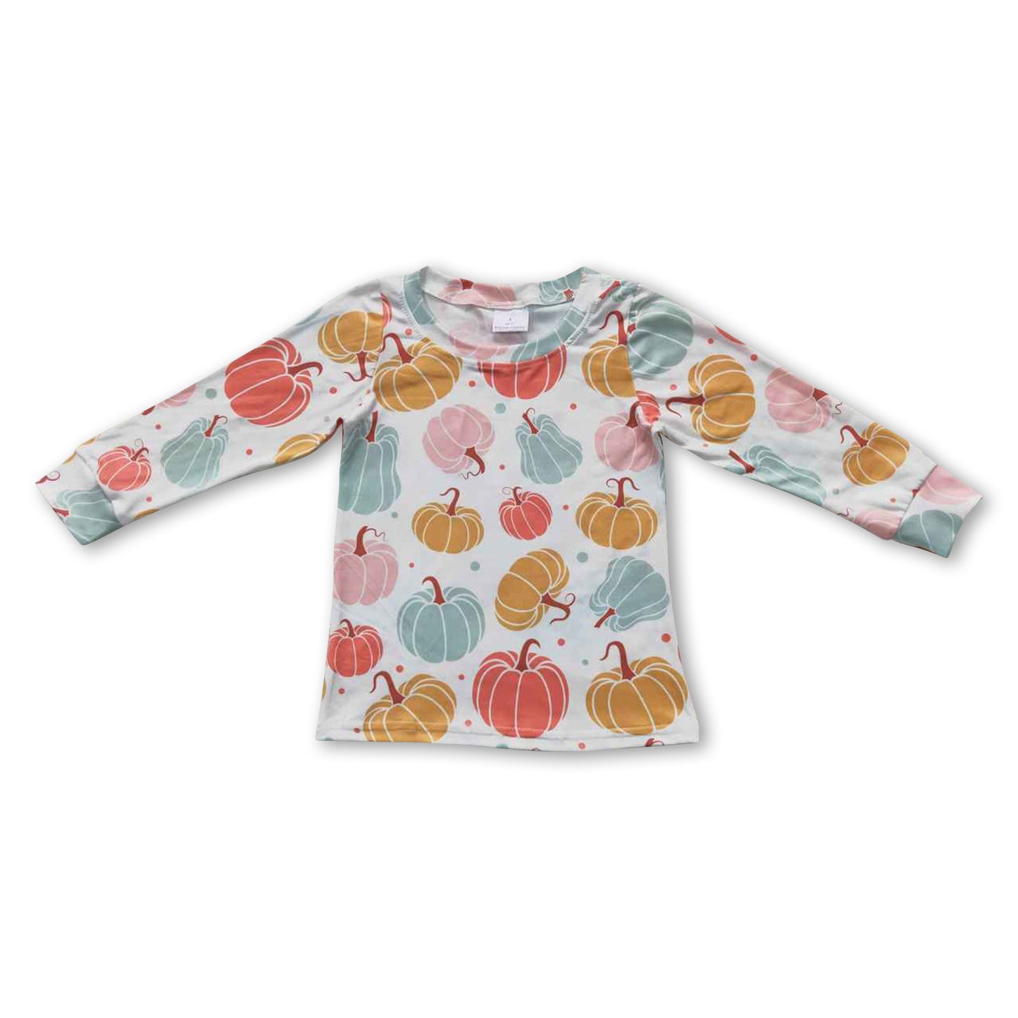 Colorful pumpkin long sleeves baby girls fall shirt