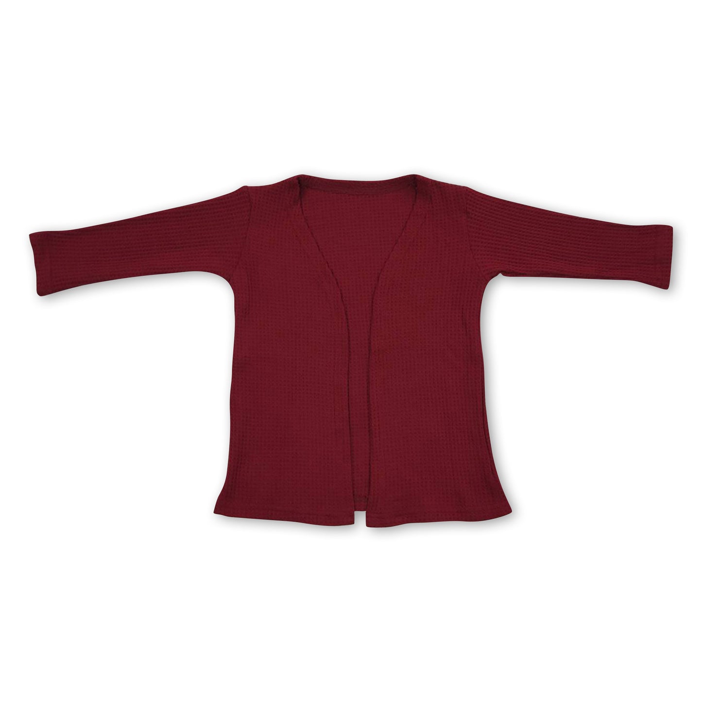 Wine waffle long sleeves kids girls fall cardigan