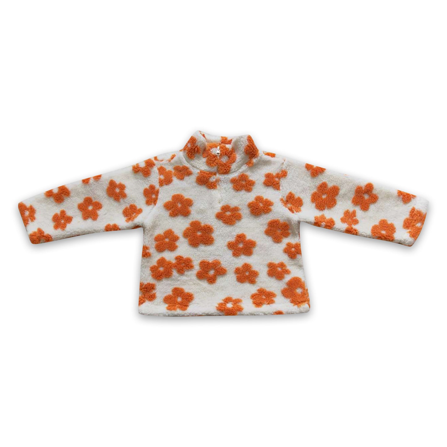 White brown flower thick kids girls pullover