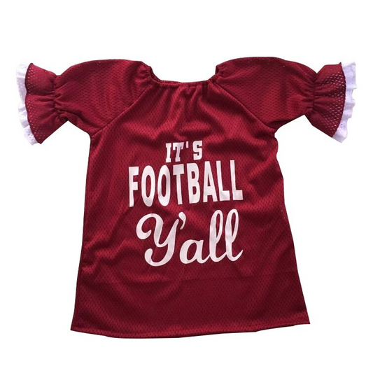 Marroon it's football y'all girls team shirt