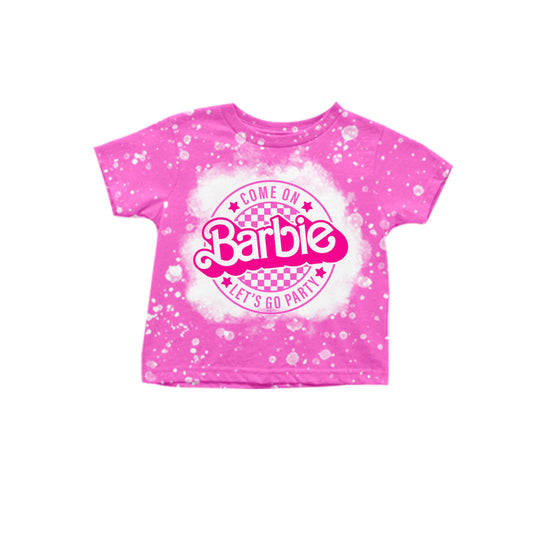 Short sleeves hot pink bleached let's go party girls shirt