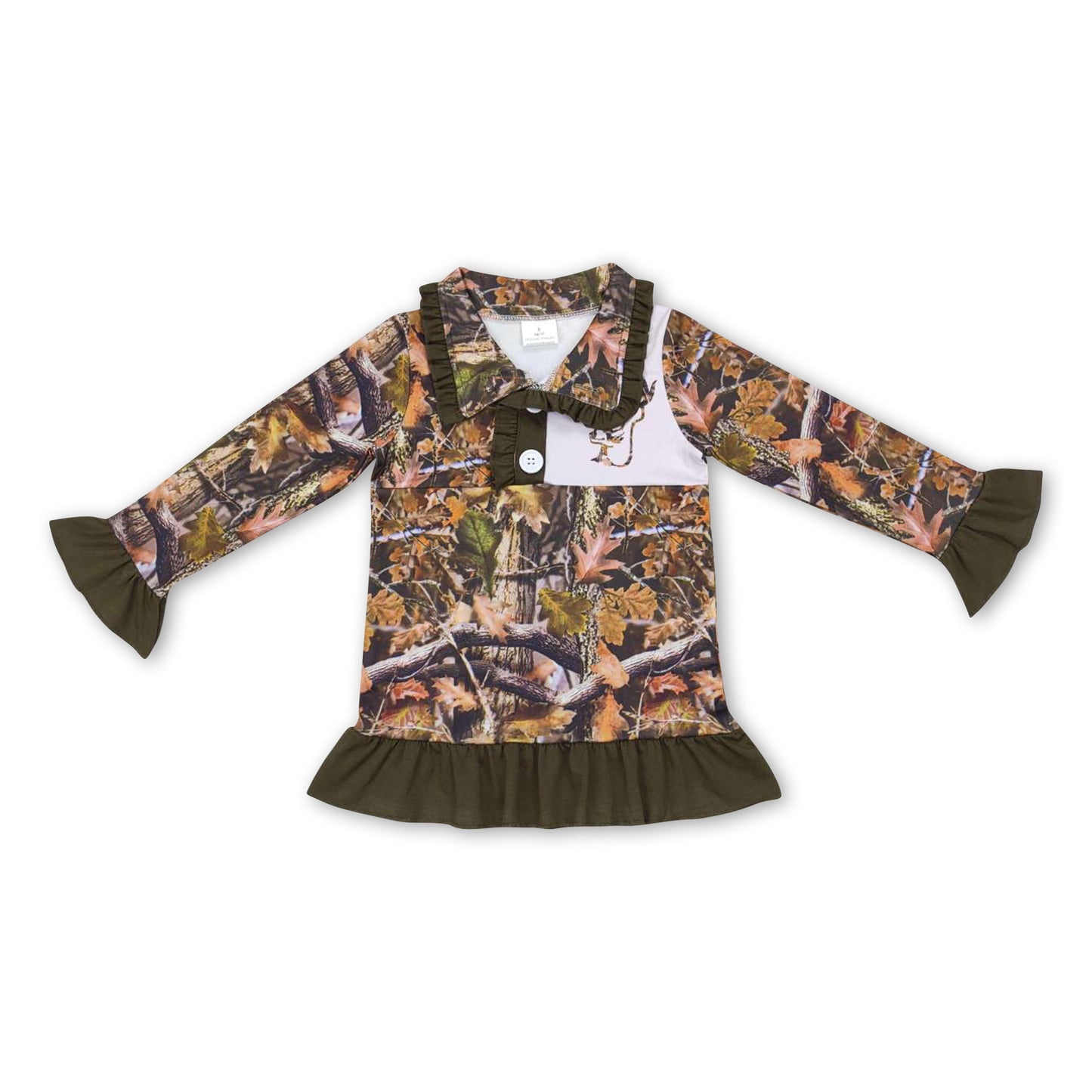 Deer plaid camo kids girls hunting pullover