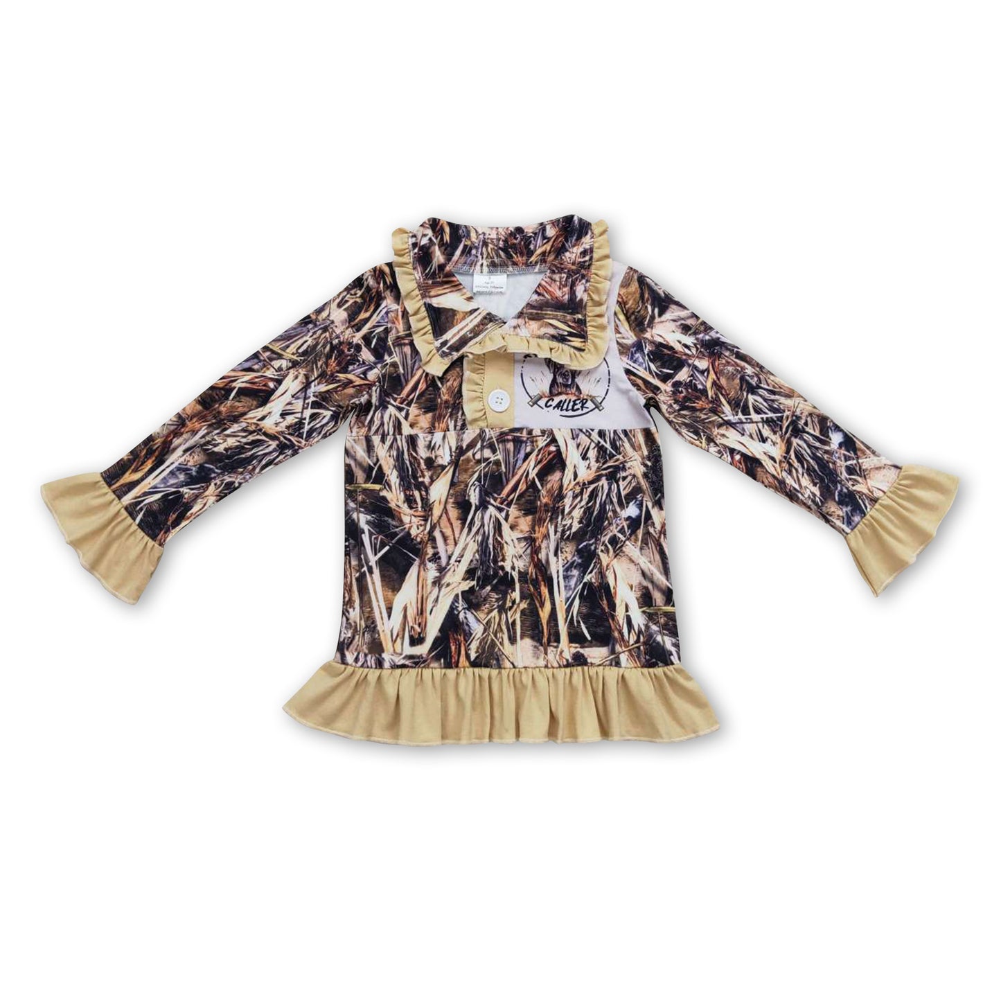 Dog plaid camo kids girls hunting pullover