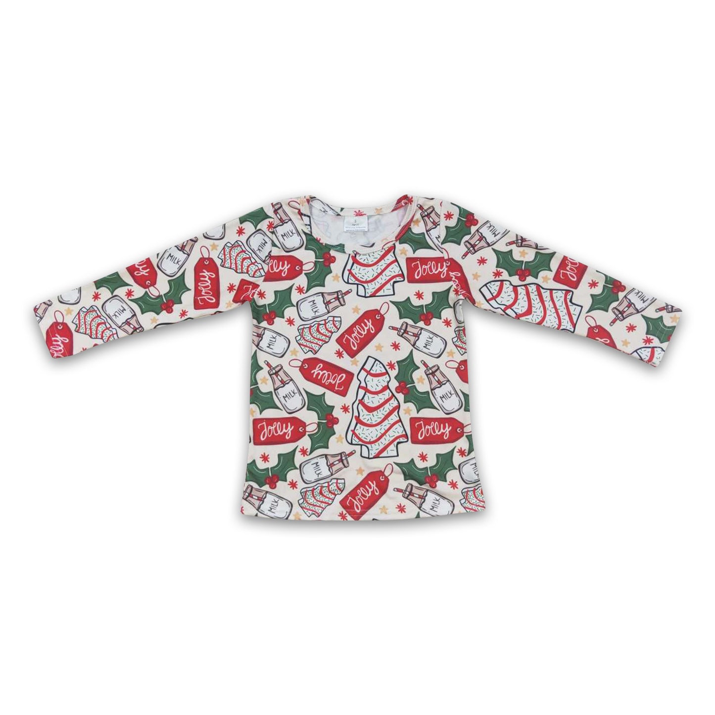 Milk cake jolly long sleeves girls Christma shirt