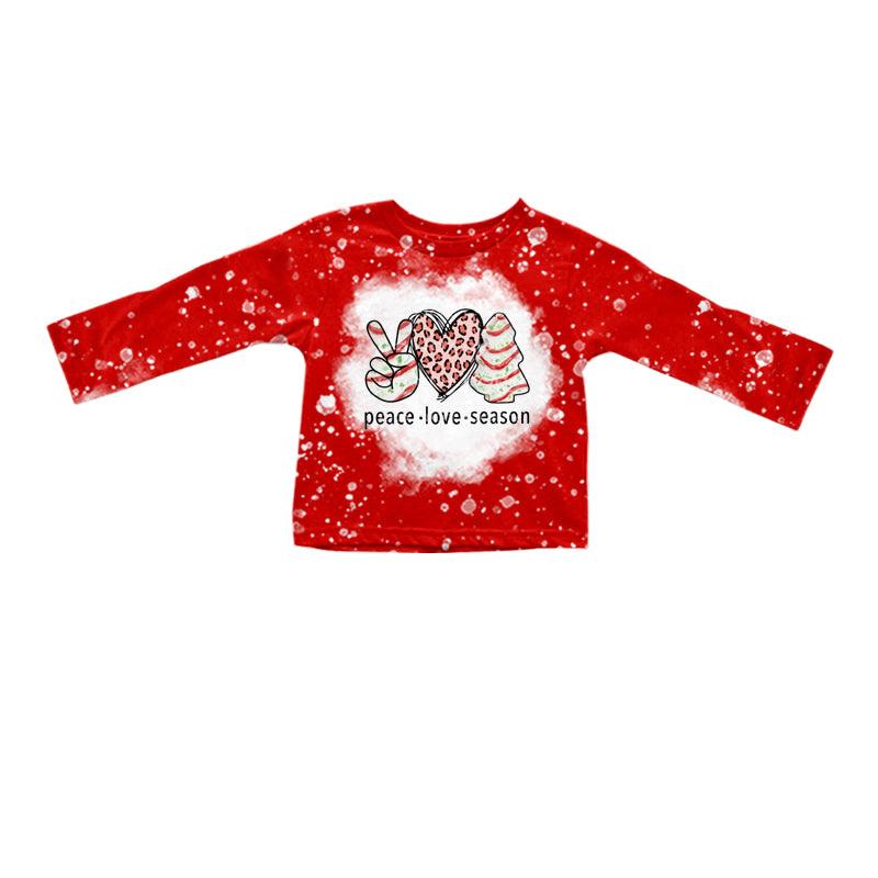 Peace love season cake red long sleeves girls Christmas shirt